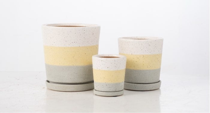 LBI Petits Pot with Attached Saucer - Beach Tri-Tone
