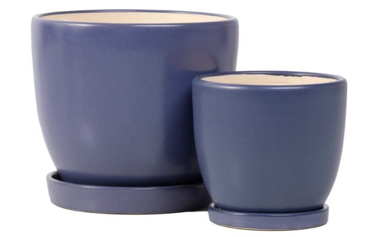 Petits Egg Pot with Attached Saucer - Lake Blue