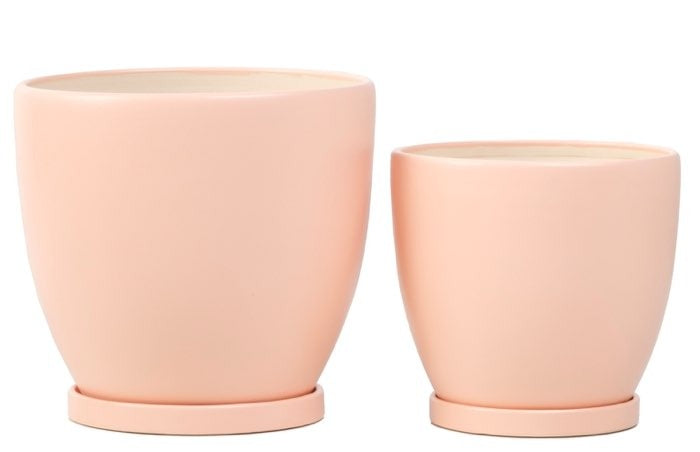 Mezzo Egg Planter with Attached Saucer - Peach