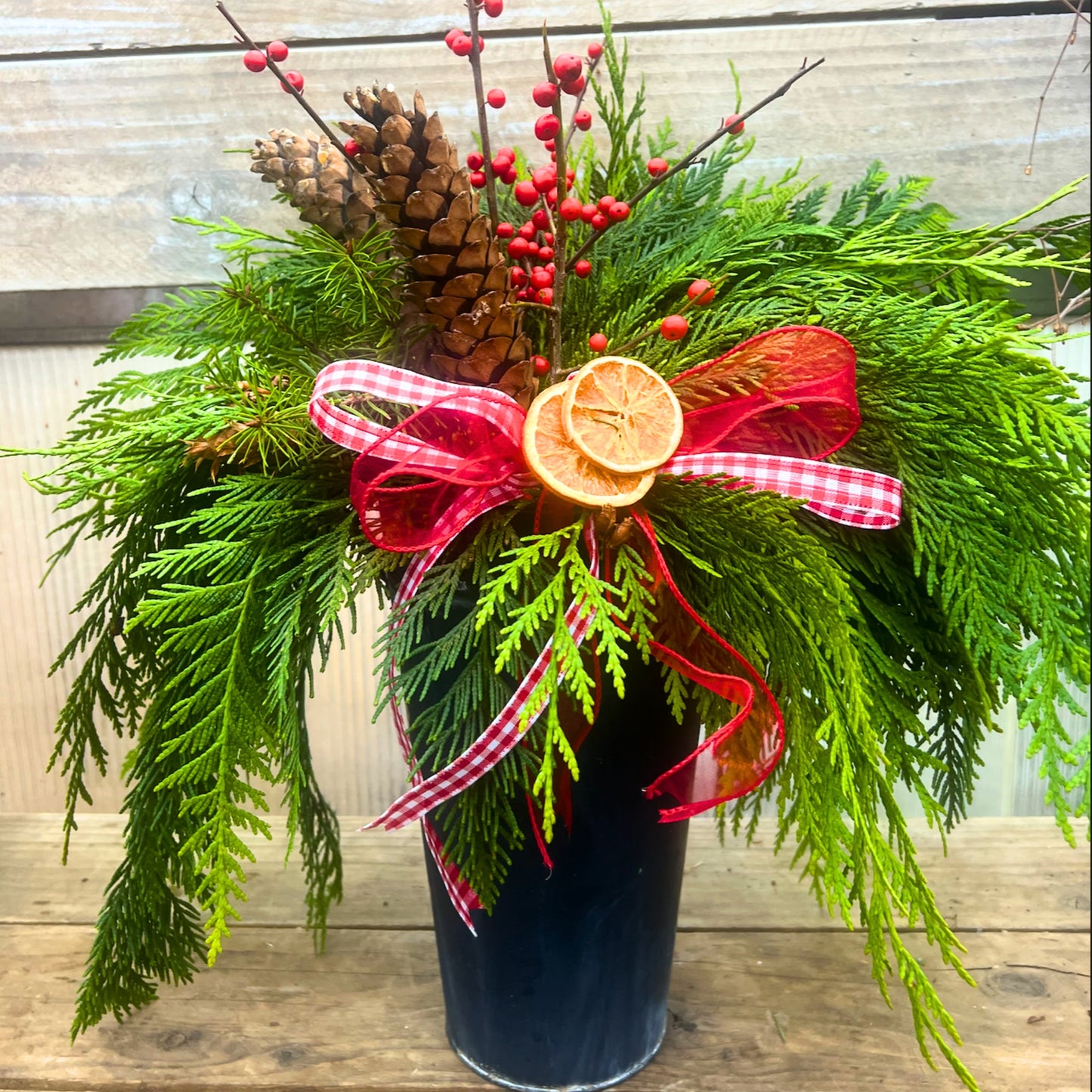 Christmas Porch Planter at our Jingle and Mingle